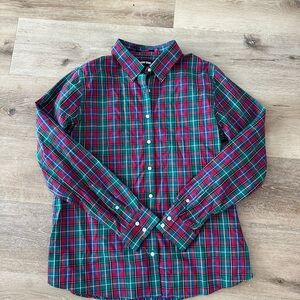 Lands’ End Youth 12 Plaid Button Down No Iron Supima Cotton Shirt